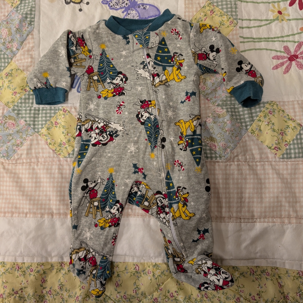 Disney Gray and Blue Kids Footie with Mickey and Friends